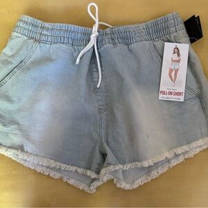 Plus size Celebrity Pink Blue Jean Shorts Elastic Waist